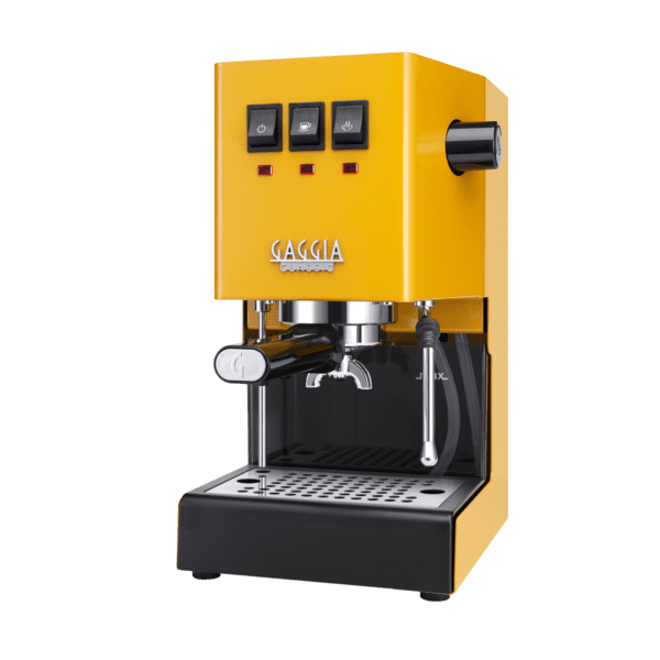 Den gul-färgade modellen från Gaggia Classic E24 – Color vibes-serien även kallad Sunshine Yellow