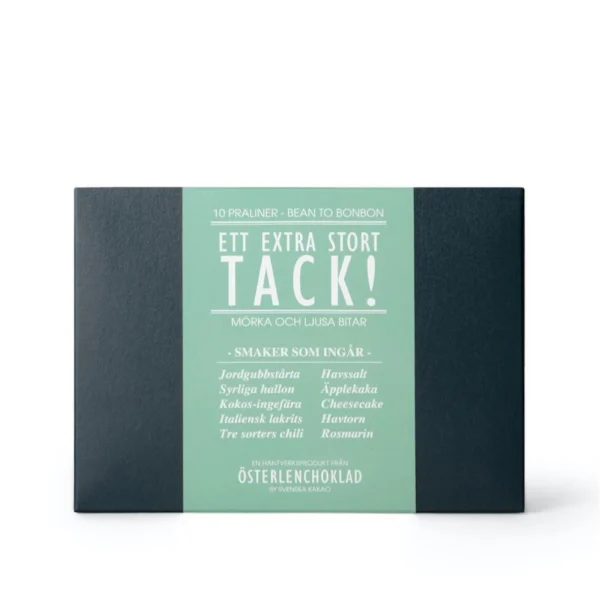 Svenska Kakao Extra Stort Tack – Mörk & mjölkchoklad – Presentask 10 praliner