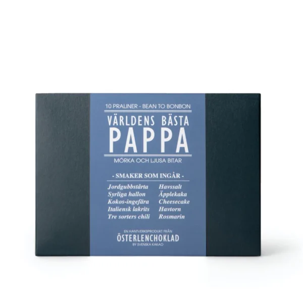Svenska Kakao Världens Bästa Pappa – Mörk & mjölkchoklad – Presentask 10 praliner