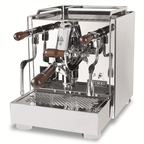 Peppina EVO Espressomaskin – Rostfritt stål och handtag och detaljer i valnötsträ