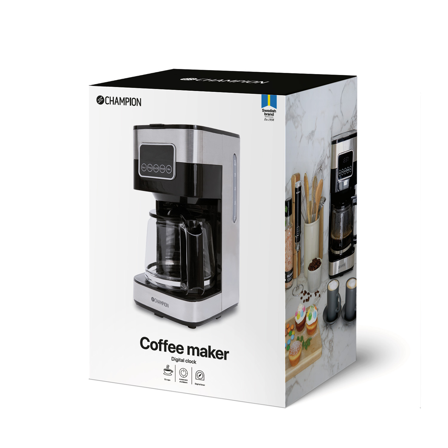 Champion KB400 – Digital Kaffebryggare 12 koppar – Rostfri - Bild 7