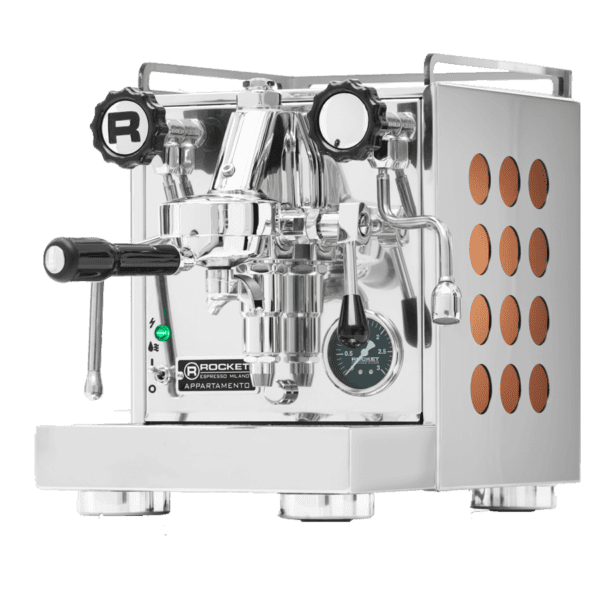 Rocket Appartamento – Espressomaskin – Krom/Koppar – Snett framifrån