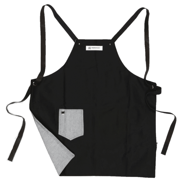 Rocket Baristaförkläde – Svart med skinnremmar