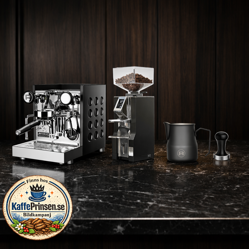Rocket Appartamento TCA – Paket med espressomaskin, kvarn och tillbehör – Black/Black