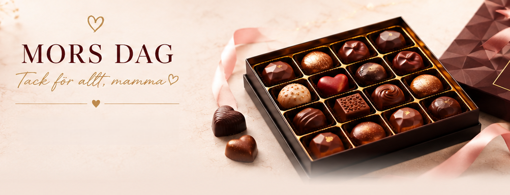 Chokladask med praliner till Mors dag Mors dag – Ge din lilla mamma en lyxig ask med chokladpraliner