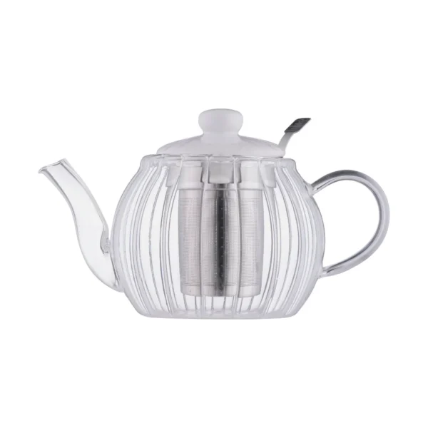 Price & Kensington Luxe – Tekanna i glas med stengodslock – 1 liter – Vit lock och genomskinligt glas