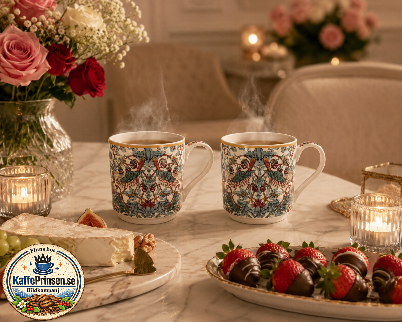 William Morris White Strawberry Thief – 2-pack stapelbara temuggar – Porslin