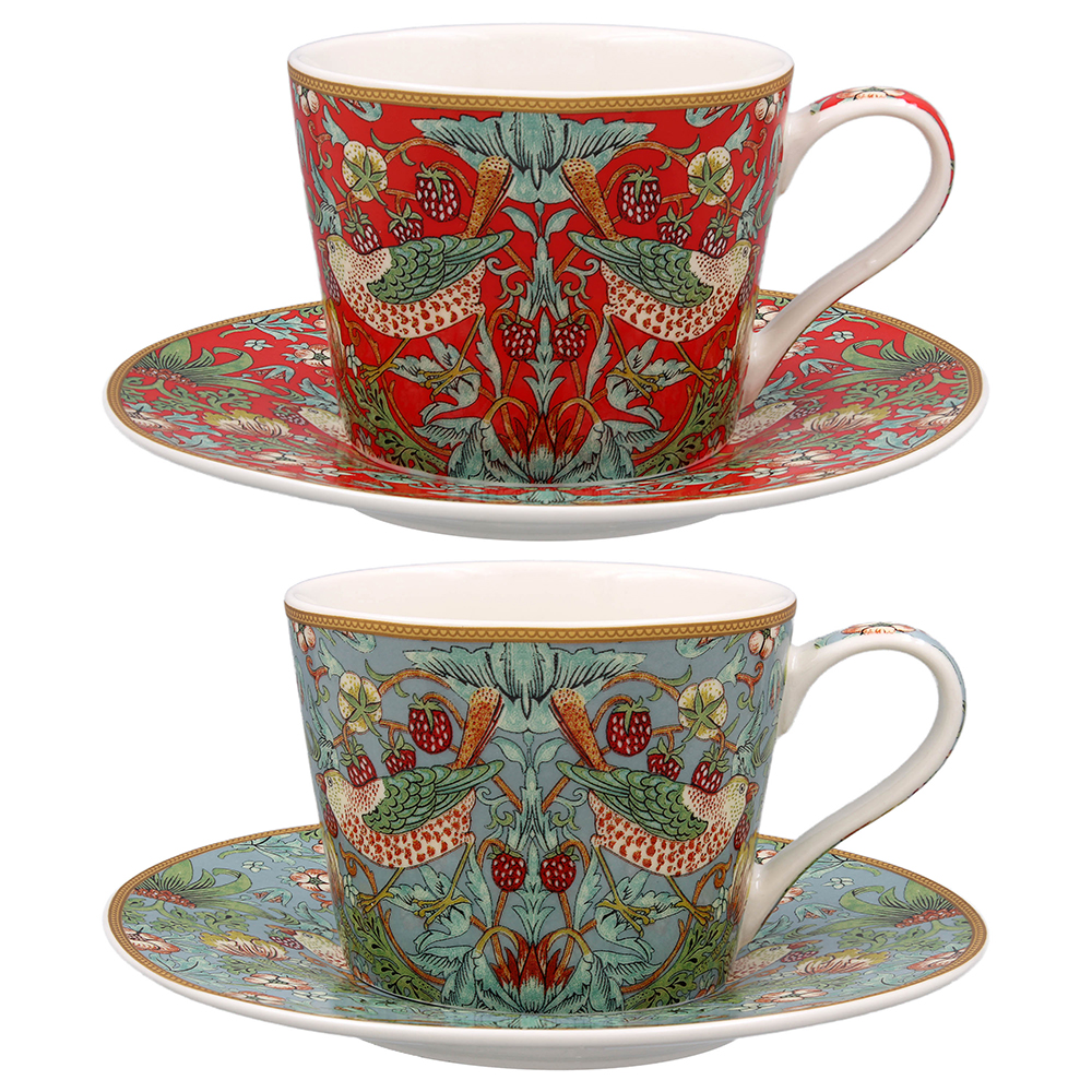 William Morris Strawberry Thief Kopp & Fat – 2-pack – Fint porslin
