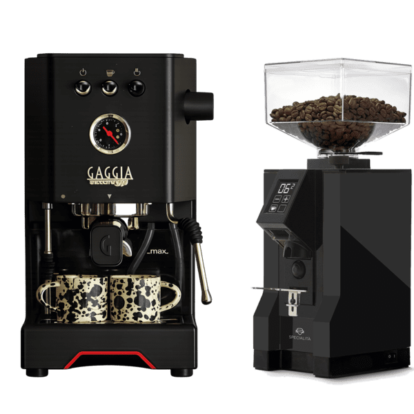 Gaggia Classic UP med Eureka Mignon Specialita – Espressomaskin och kaffekvarn – Svart paket