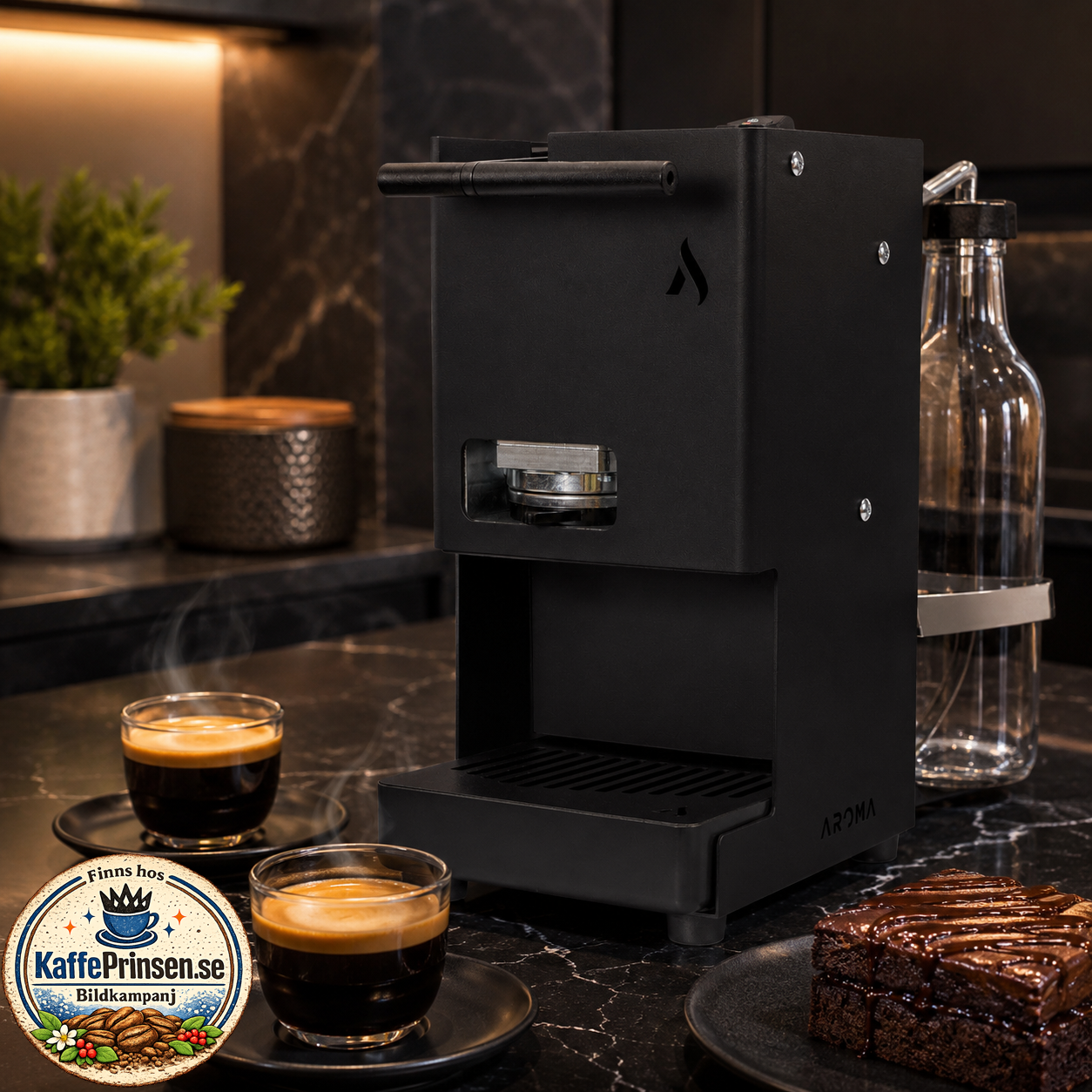 Macchine Aroma E.GO – E.S.E.-podmaskin – Svart espressomaskin från Italien