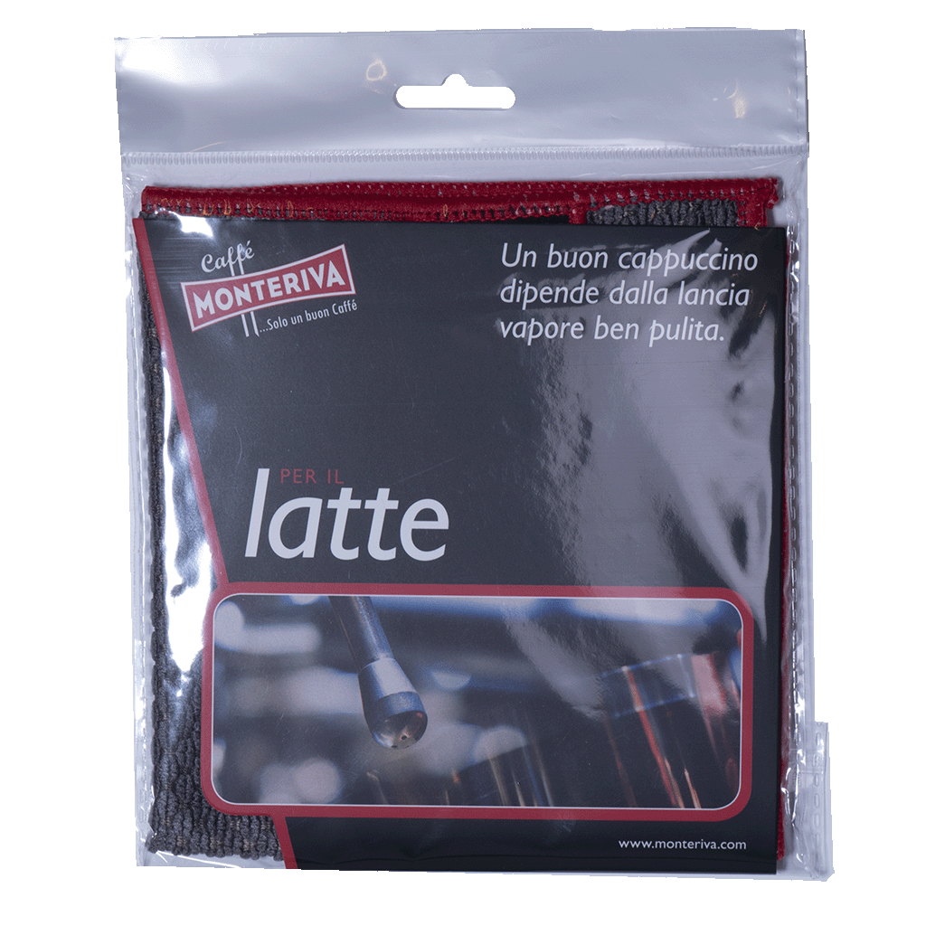 Latteduk i mikrofiber för rengöring av ångröret på espressomaskin