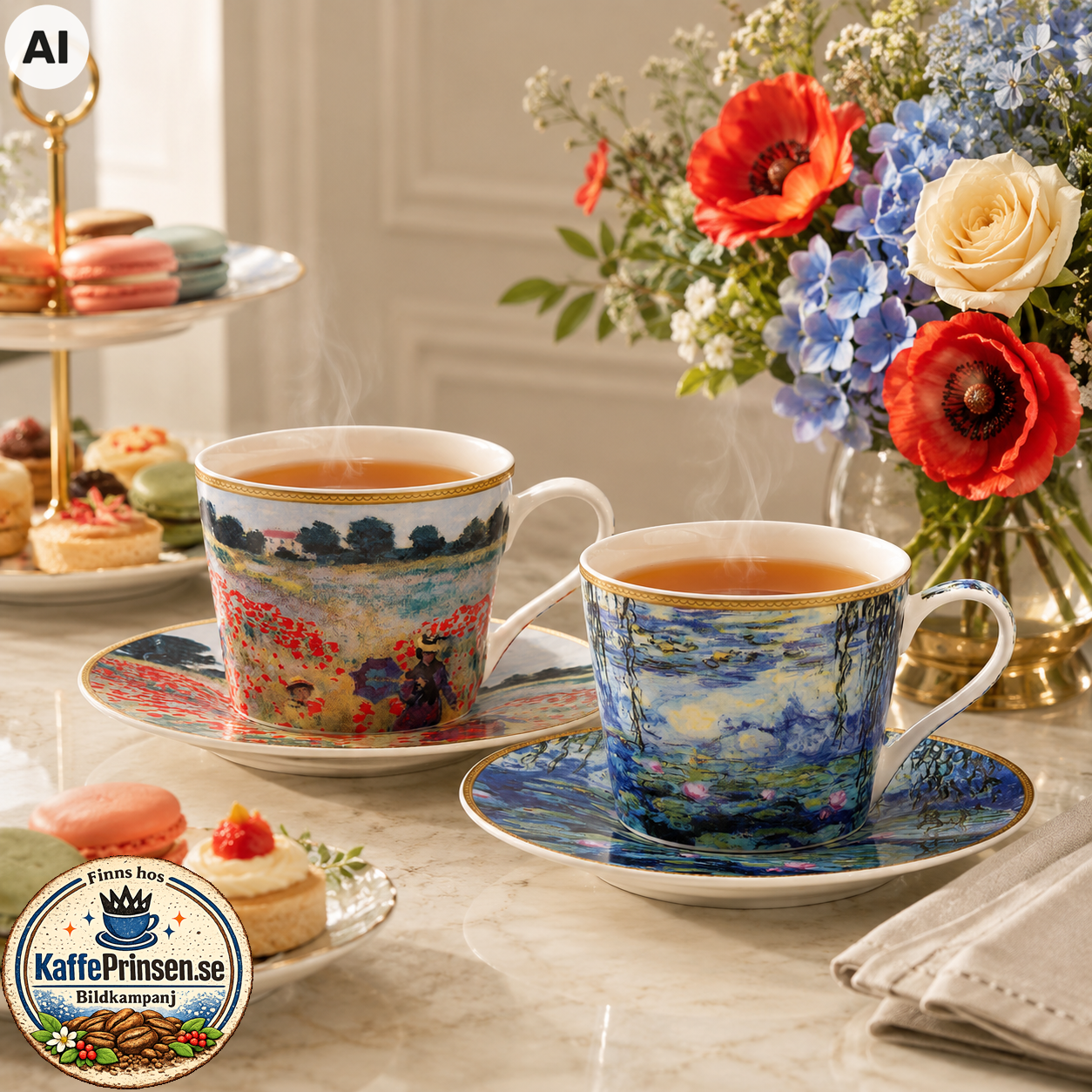 The Leonardo Collection Claude Monet – Kopp med fat i porslin – Två olika färgade motiv