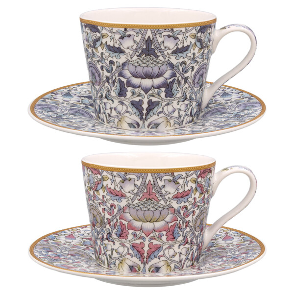 William Morris Lodden – Kopp med fat i porslin – 2-pack