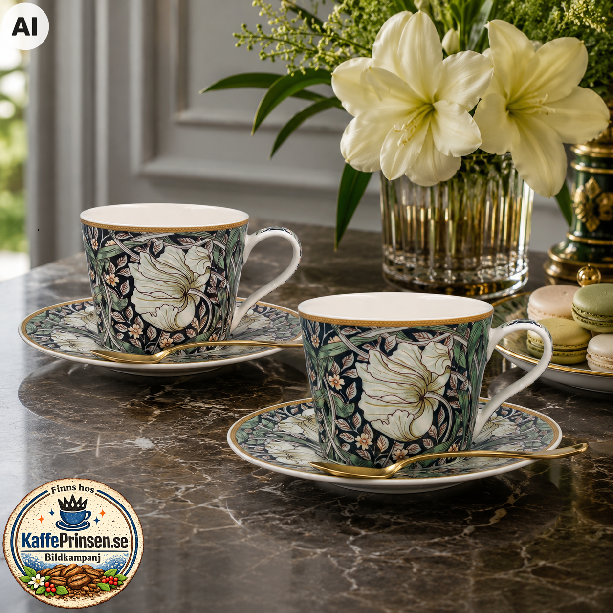 William Morris Midnight Pimpernel – Kopp med fat i porslin