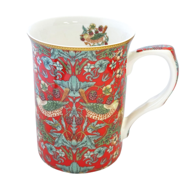 William Morris Strawberry Thief – Castlemugg i benporslin – Röd