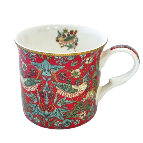 William Morris Strawberry Thief – Palacemugg i benporslin – Röd