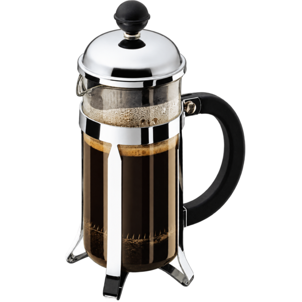 Bodum Chambord presskanna 0,35 liter för 3 koppar med kanna i borosilikatglas, blank förkromad ram och svart handtag