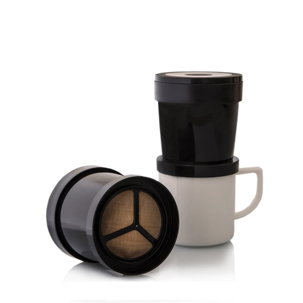 Finum Coffee Sprinter enkoppsbryggare i svart med permanentfilter i rostfritt stål och lock