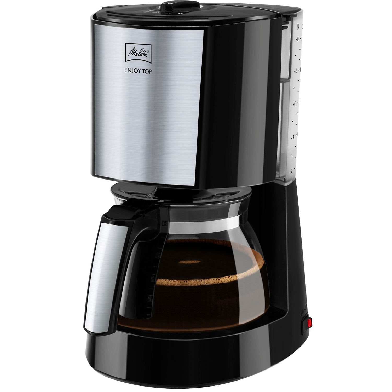 Melitta Enjoy 2.0 Top kaffebryggare i svart med glaskanna för 10 koppar och aromaväljare