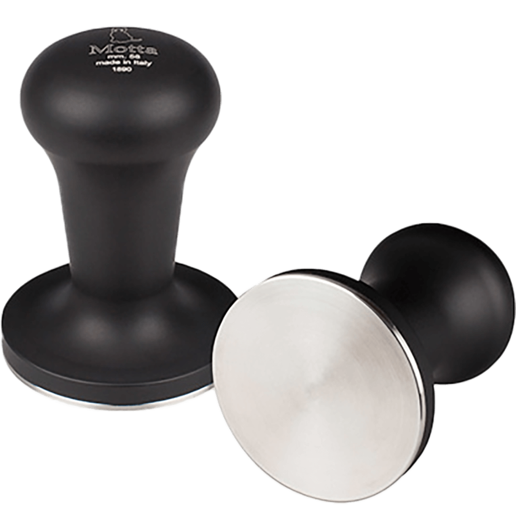 Motta Flash tamper Ø 58 mm med mattsvart handtag i aluminium och bas i rostfritt stål