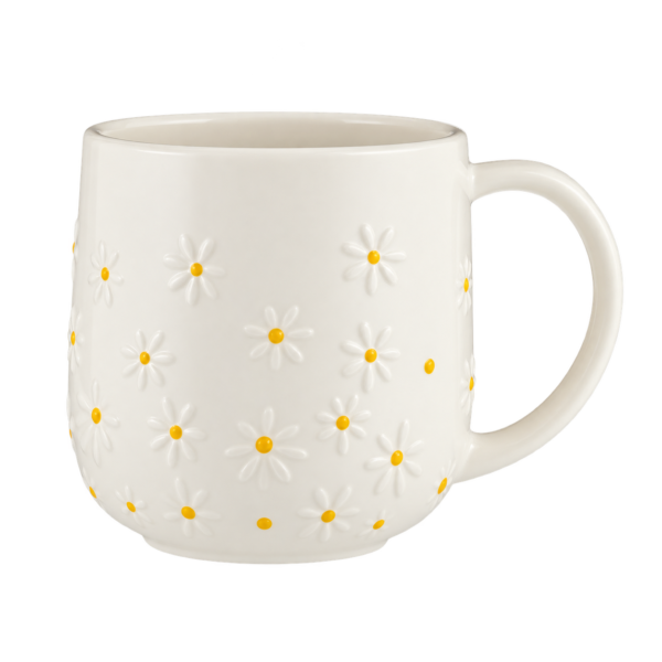 Price & Kensington Daisy mugg 3,6 dl vit med präglade prästkragar