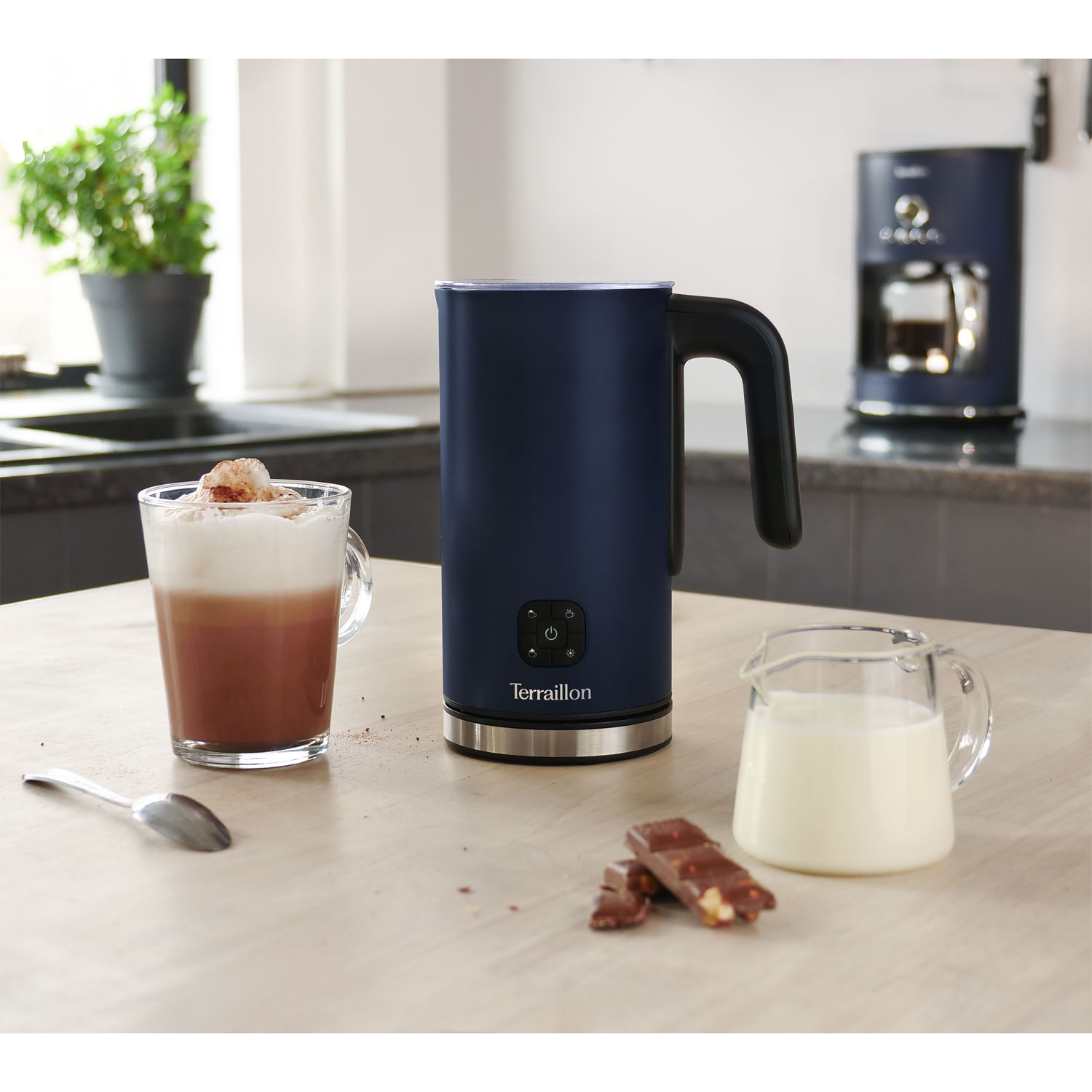 Terraillon New Moon elektrisk mjölkskummare – 300 ml – Midnattsblå - Bild 4