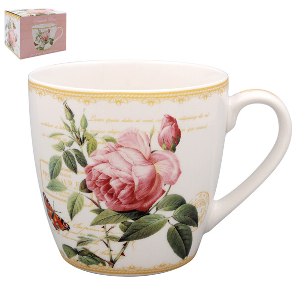 The Leonardo Collection Redouté Rose – Frukostmugg i porslin – 0,48 liter