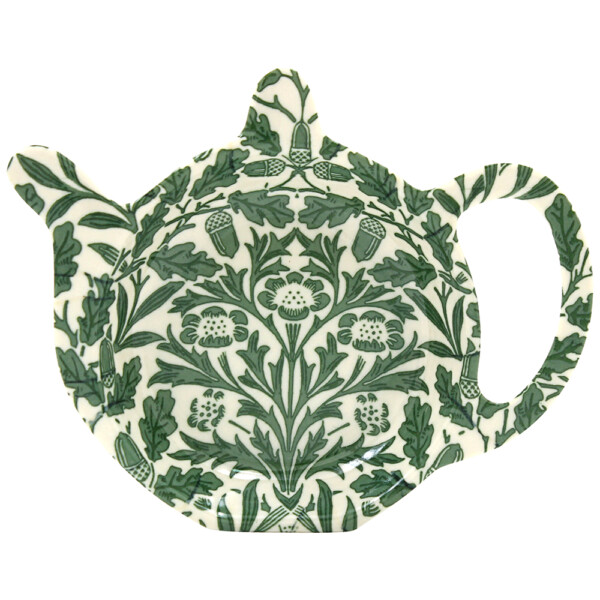 William Morris Acorn tepåsfat med ekollon och eklöv i grönt och vitt