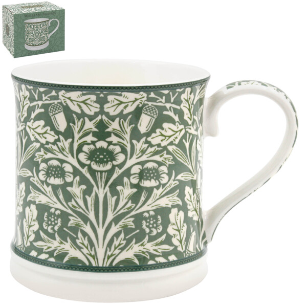 William Morris Acorn Windsormugg i fint porslin med ekollon och eklöv