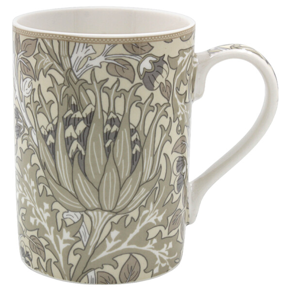 William Morris Artichoke mugg i fint porslin med kronärtskockans bladformer runt hela muggen
