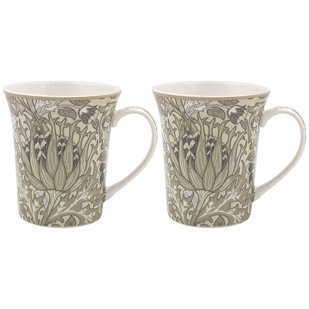 William Morris Artichoke trumpetmuggar i fint porslin, tvåpack med matchande presentkartong