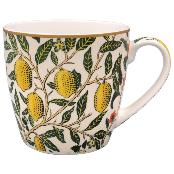 William Morris Fruit frukostmugg i fint porslin på 48 cl med granatäpplen och citrusfrukter