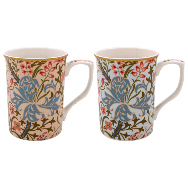 William Morris Golden Lily castlemuggar i fint porslin, tvåpack med matchande presentkartong