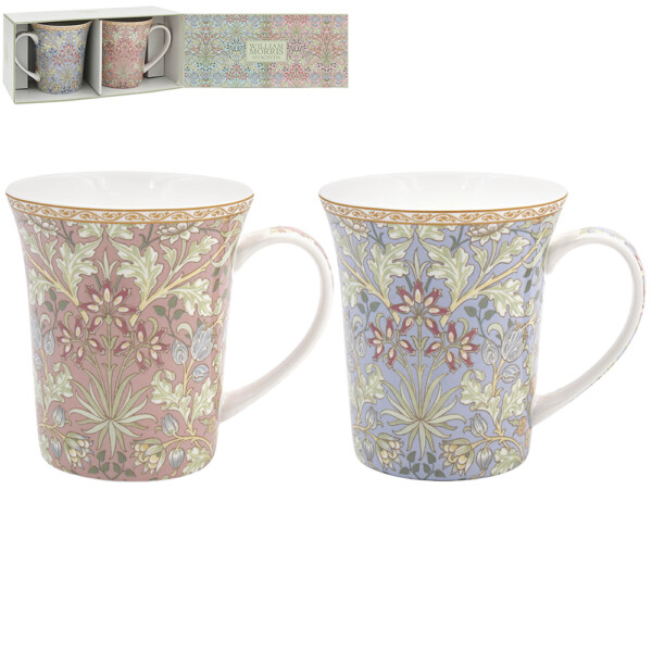 William Morris Hyacinth trumpetmuggar i fint porslin i två färgställningar med matchande presentkartong