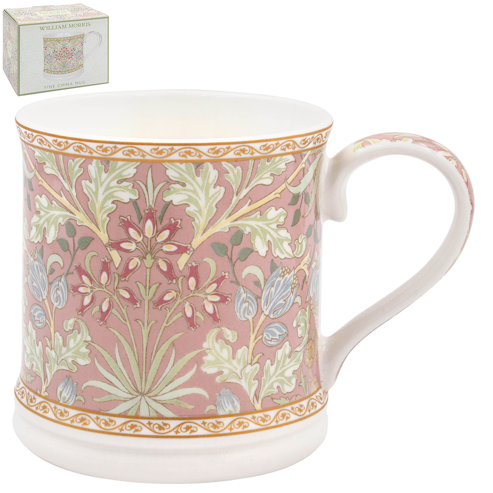 William Morris Hyacinth mugg i fint porslin, rejäl Windsormugg med blomstermönster