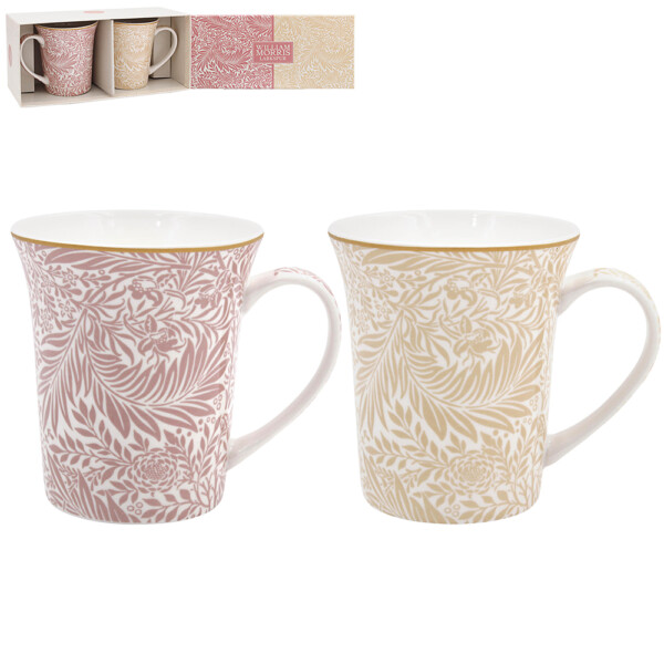 William Morris Larkspur trumpetmuggar i fint porslin i två färgställningar med matchande presentkartong