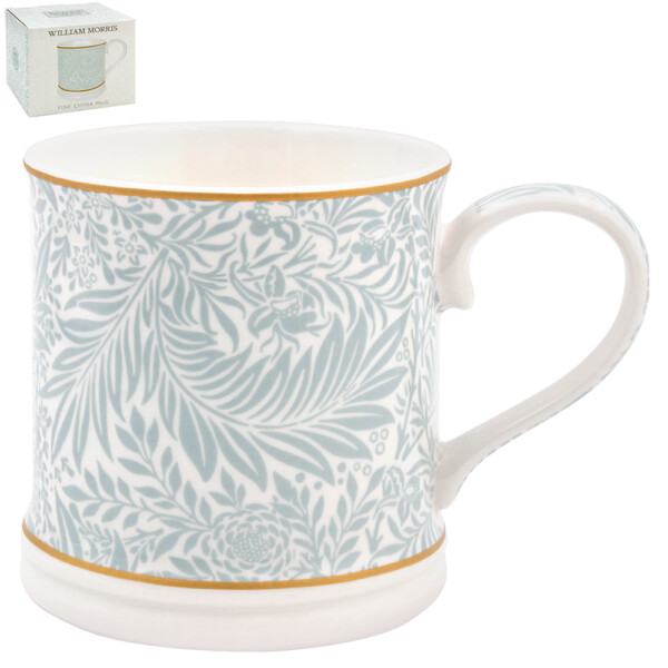 William Morris Larkspur Windsormugg i fint porslin med riddarsporrar och bladverk