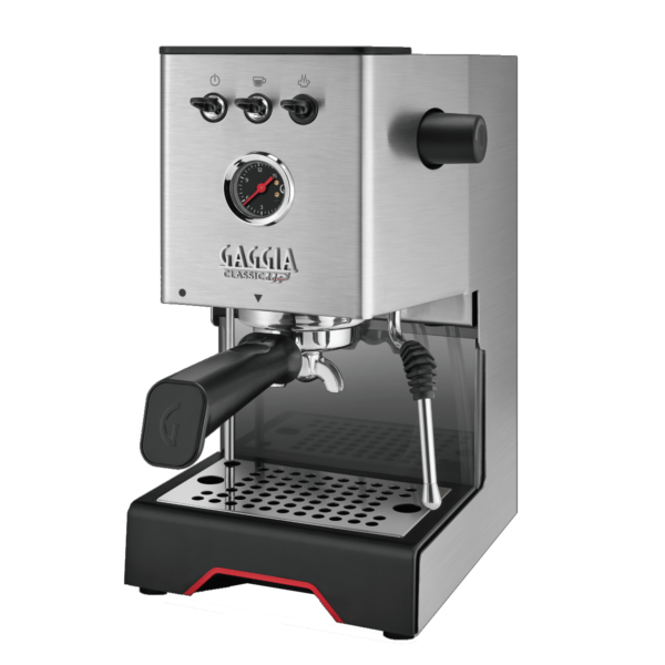 Gaggia Classic UP espressomaskin i rostfritt stål med tryckmätare, färgdisplay och filterhållare på 58 mm