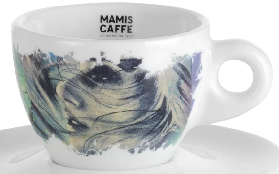 Alessia cappuccinokopp blå grön beige 140 ml från Mamis Caffè